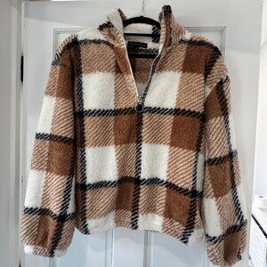 Caloundra Sherpa Half Zip Pullover Size M | Plaid Fleece | Cozy Collared